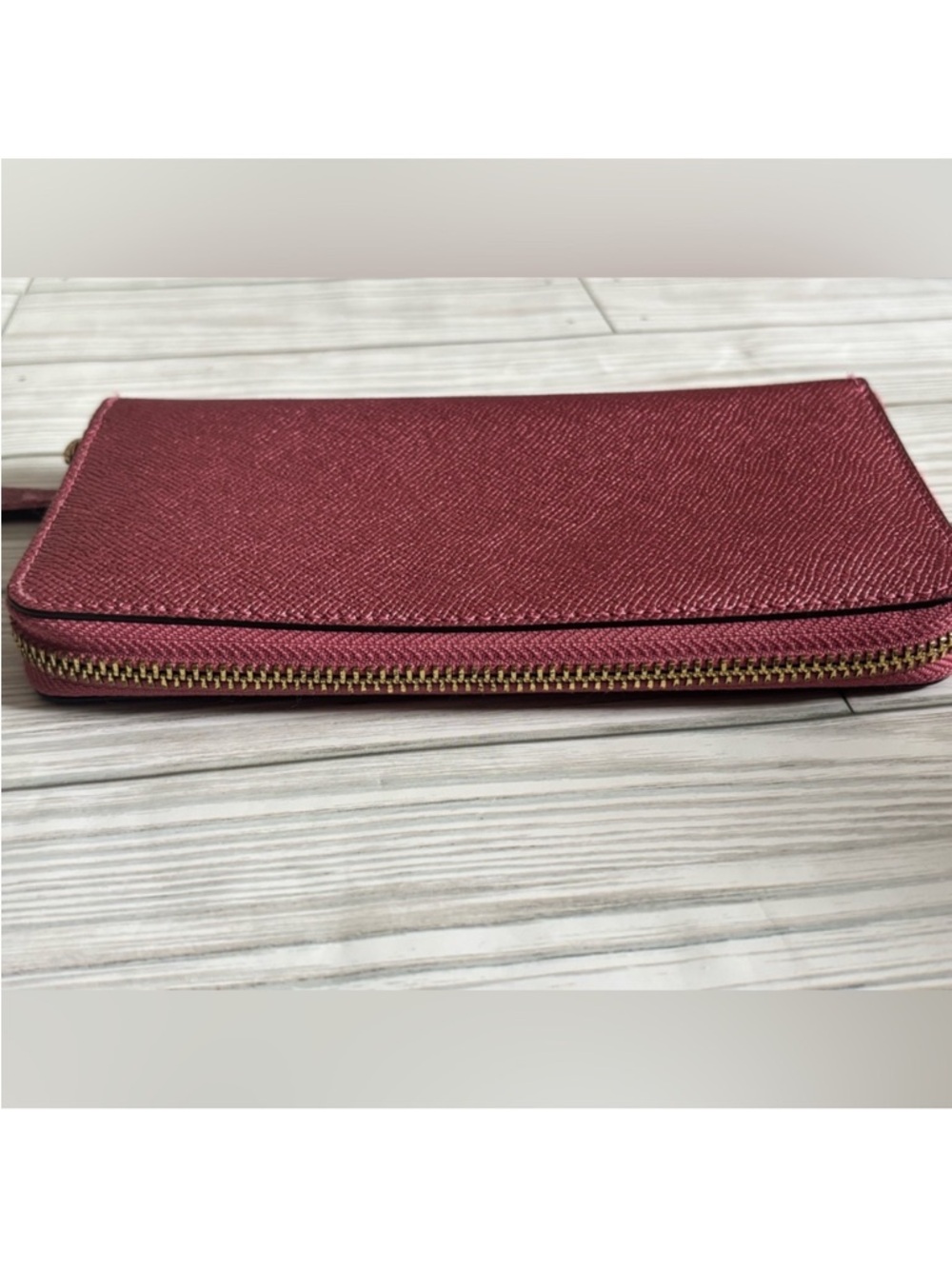 Coach Metallic Raspberry Zip-Around Wallet - Picture 6 of 9
